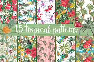 15 WAtercOlor Tropical Patterns