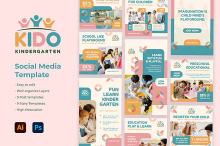 Kido - Kindergarten, a Social Media Template by kerismaker