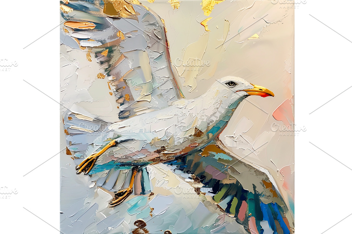 Abstract Impasto Painting of a White, an Animal Illustration by Lermont51