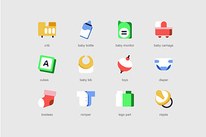 Baby Items Of Web Icons Set