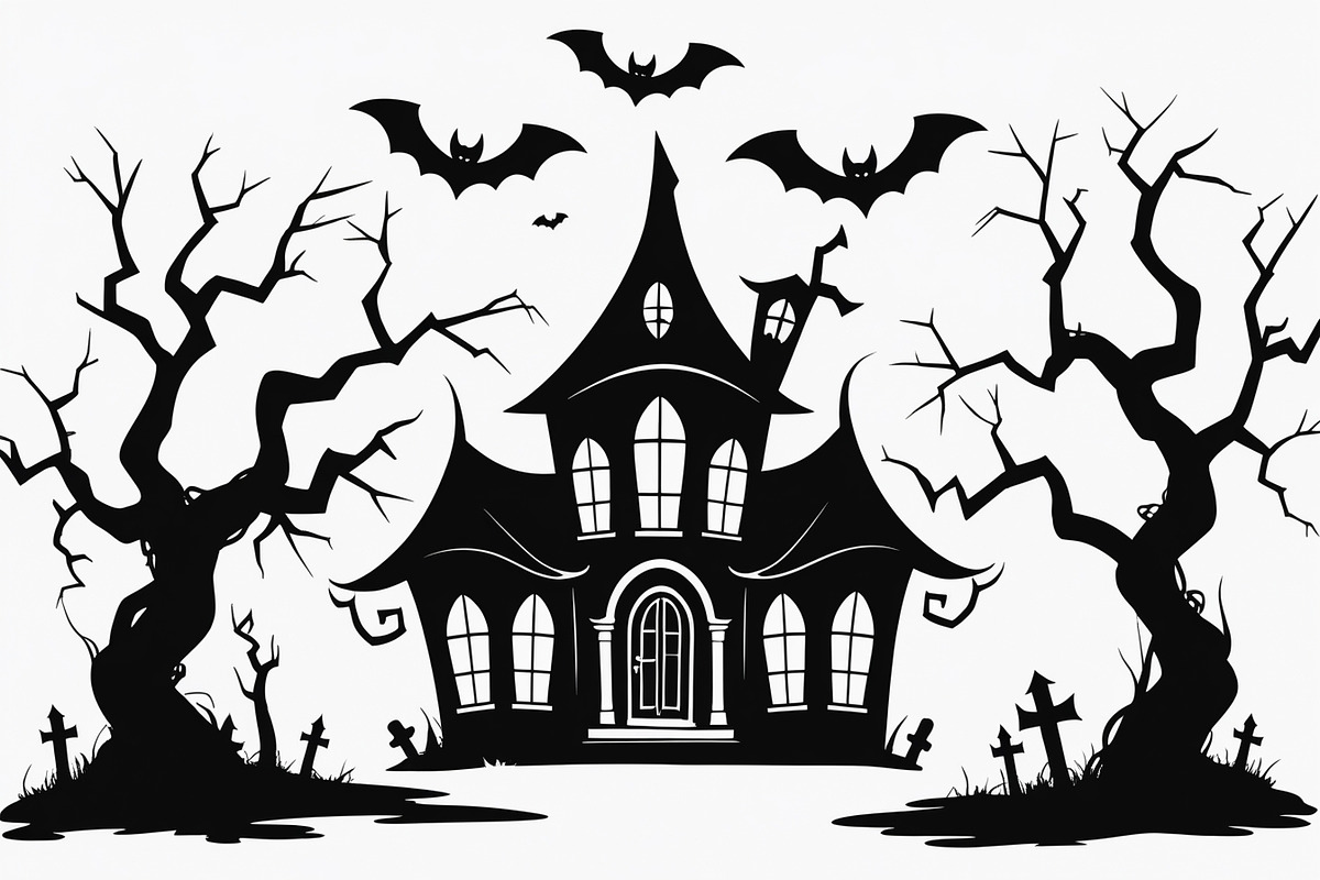 Haunted Halloween Silhouette Set, an Illustration by Creativeshirt (Photo 8 of 9)