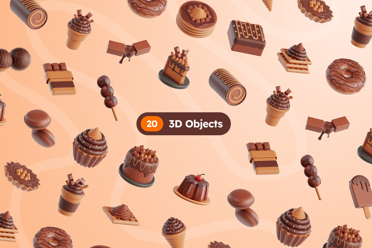 Chocolate Day 3D Icons, a Food & Drink 3D Model by Rakata Studio (Photo 5 of 7)