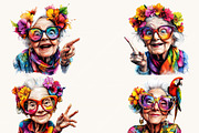 Watercolor Old Lady Quirky Clipart, a Person Illustration by BusyDaydesign (Thumbnail 5 of 8)