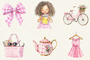 Pink Gingham Summer Clipart, an Illustration by OK Design (Thumbnail 5 of 5)
