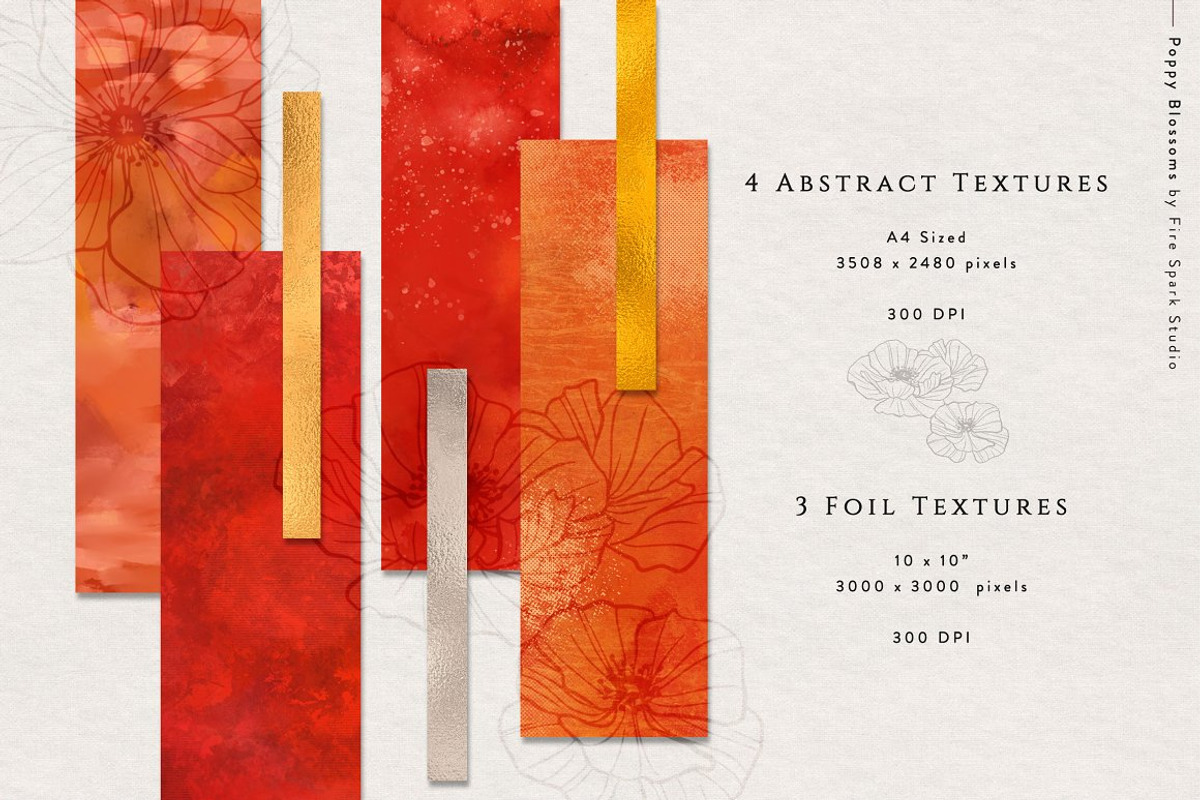 Poppy Blossoms Vector Illustrations, a Texture Illustration by Fire Spark Studio (Photo 4 of 6)