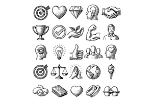 Leadership Motivation Icons Set, an Object Graphic by nikagraphic
