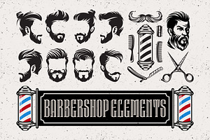 Barbershop Logo Badge Elements