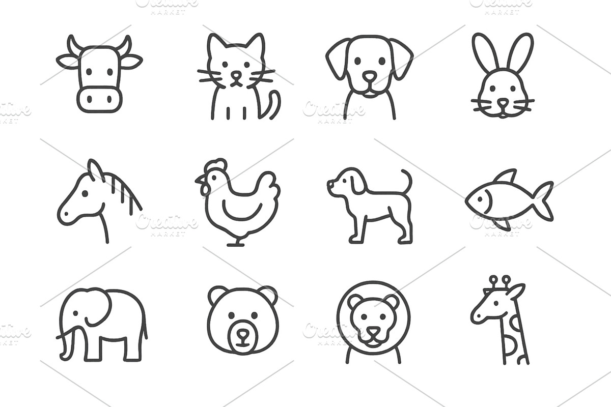 Cute animal line drawings featuring, an Animal Illustration by ZinetroN
