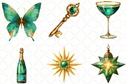 Emerald Nights Green Gold New Year, an Illustration by Black Bird Studio (Thumbnail 5 of 6)