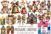 Patchwork Christmas Clipart, an Illustration by OK Design (Thumbnail 1 of 5)