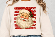Vintage Christmas Santa Red Stripes, a Seasonal Illustration by Canvas Craft (Thumbnail 5 of 6)