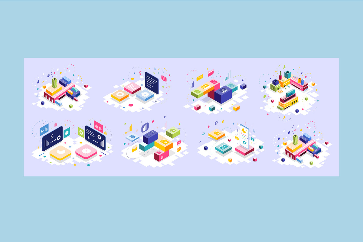 Business isometric bundle set, a Finance Illustration by foxndeer (Photo 2 of 4)