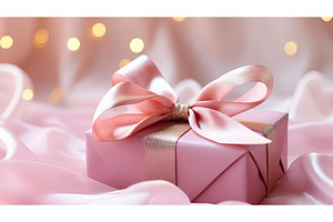 satin pink bows ai generated, a Background Photo by pikepicture