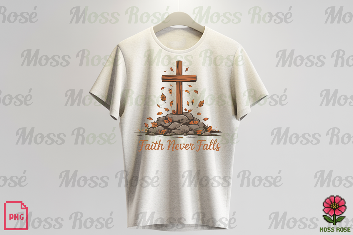 Faith Never Falls Cross Design, a Graphic by Moss Rose (Photo 2 of 3)