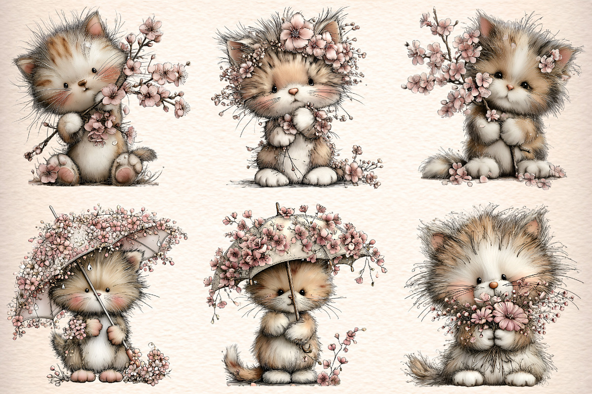 Whimsical Cat Clipart, an Illustration by Digital Artistic99 (Photo 4 of 9)