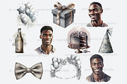 Mans Birthday Clipart Black Man PNG, a Person Illustration by GlamArtZhanna (Thumbnail 2 of 5)