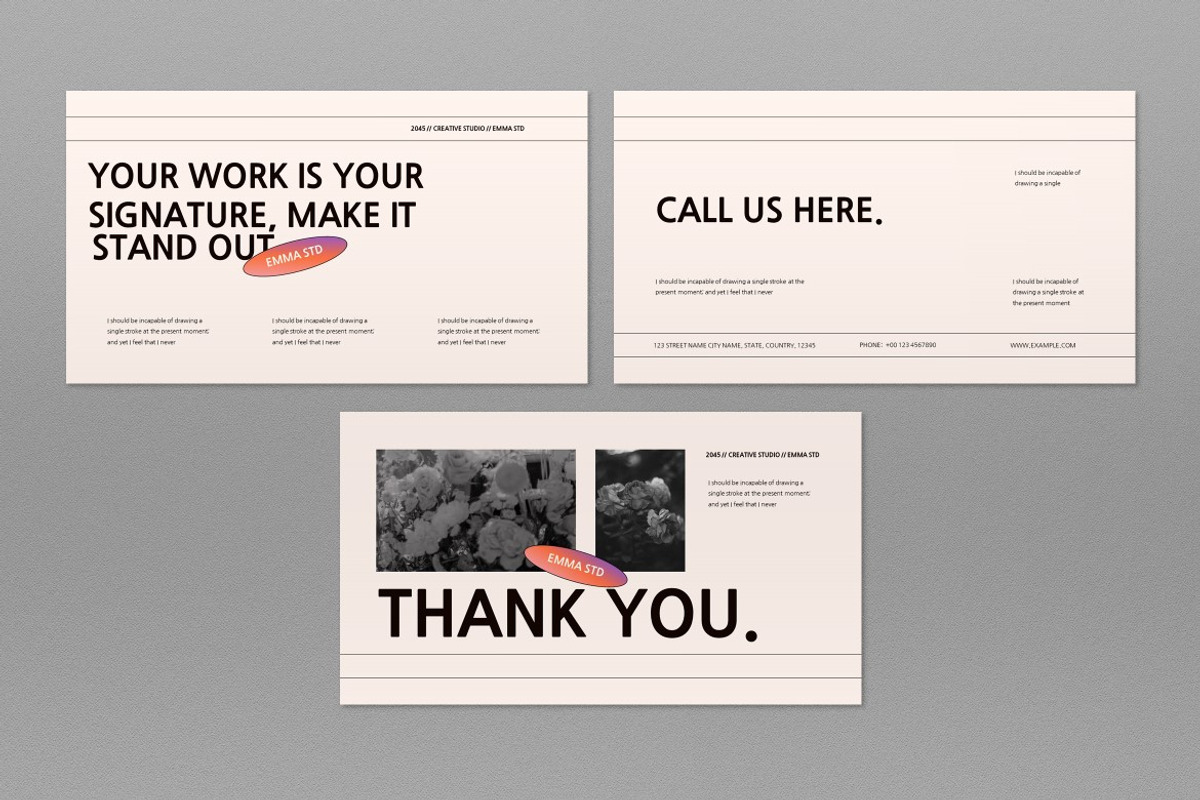 Cream Portfolio Google Slide, a Presentation Template by graphicook (Photo 9 of 10)