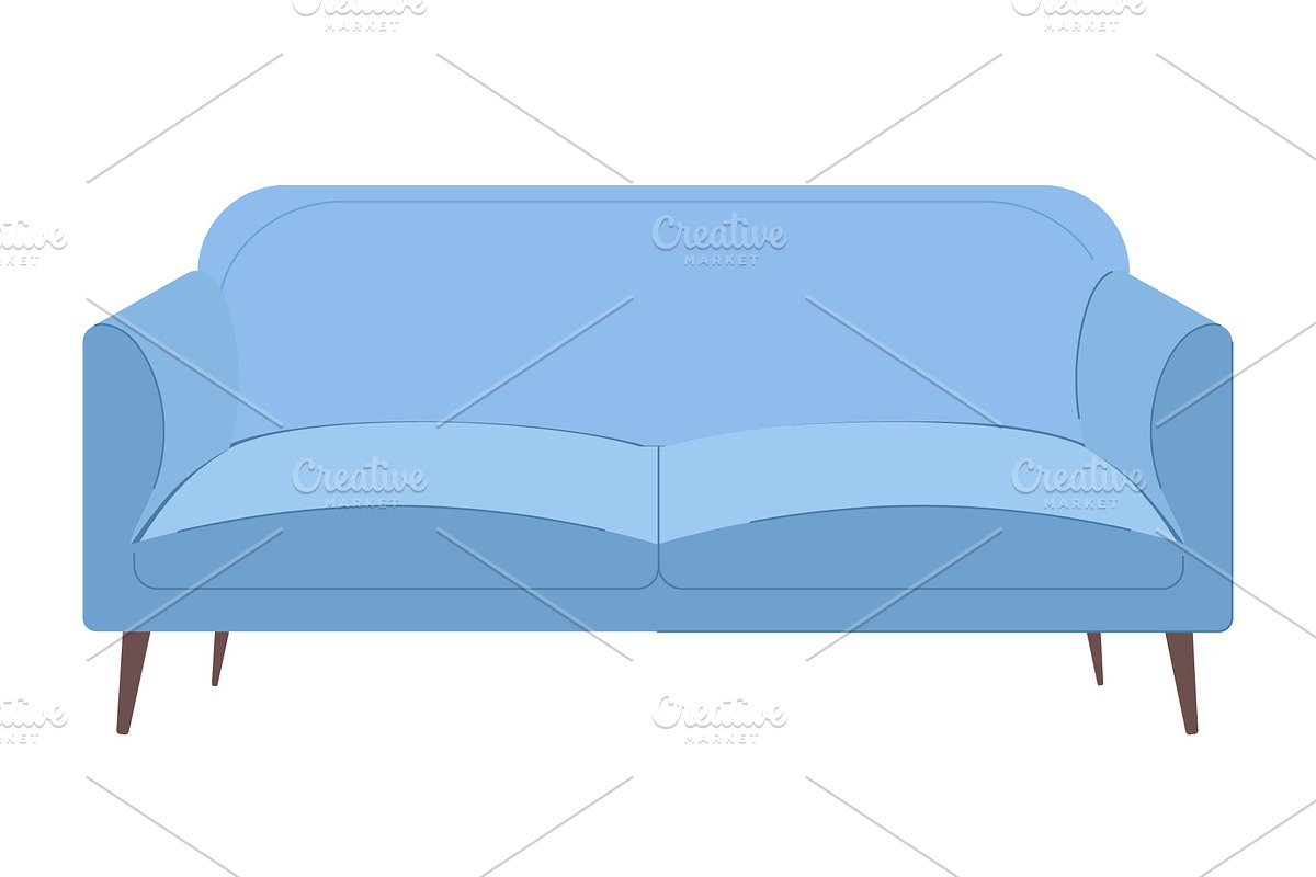 Blue modern sofa, an Object Illustration by Yayasya