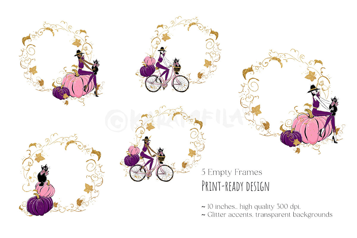 Halloween Fashion Witch Clipart, a Seasonal Illustration by KaramfilaS (Photo 5 of 8)
