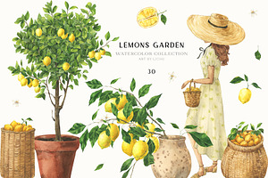 Lemons Garden Watercolor