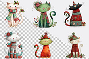 Whimsical Christmas Cat Clipart Bund, an Illustration by SVGArt (Thumbnail 2 of 8)