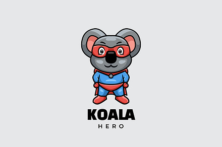 Koala Hero Cartoon Logo, a Poster Template by Gumrega Studio