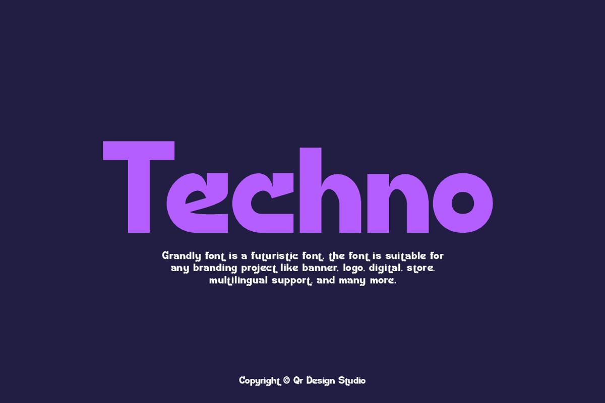 Grandly - Tech Futuristic Font, a Sans Serif Font by QR Design Studio (Photo 2 of 12)