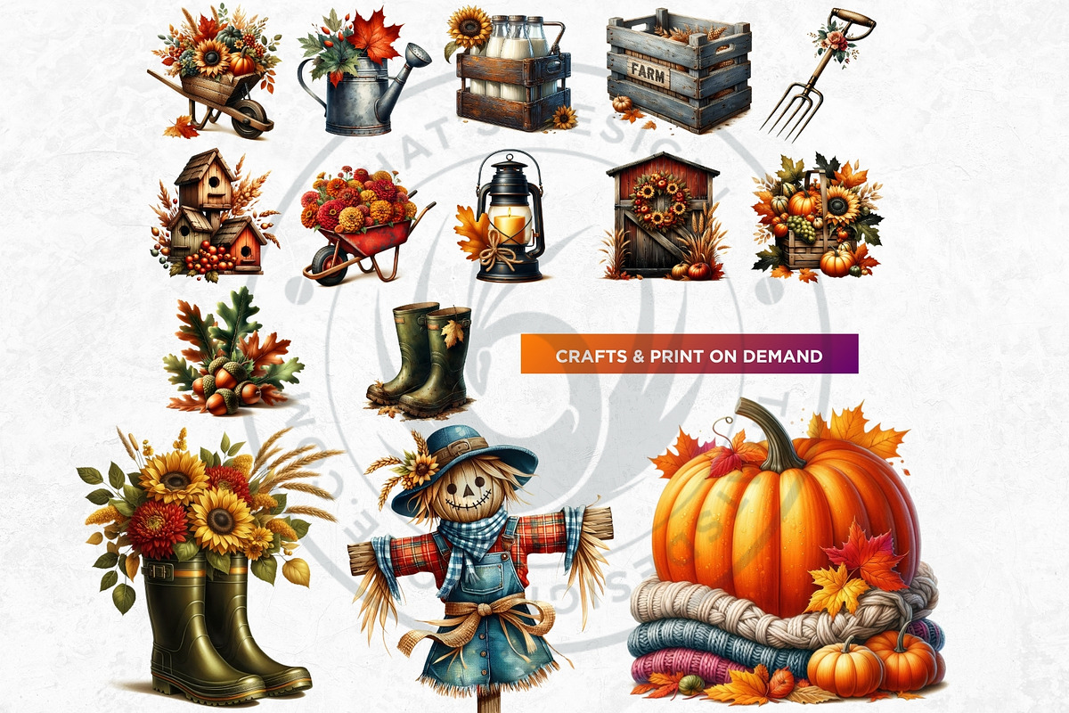 Rustic Harvest Fall clipart set, a Seasonal Illustration by ThatsDesignArt (Photo 6 of 10)
