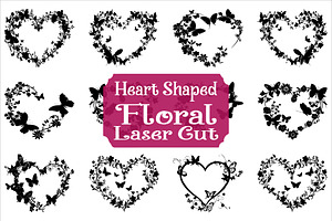 Elegant Botanical Heart Cut Files, an Illustration by yasushie