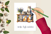 Watercolor Cats Sublimation Clipart, a Work Illustration by Dream Creation (Thumbnail 2 of 6)
