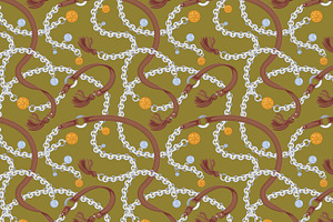 Gold, Silver Chains Seamless Pattern