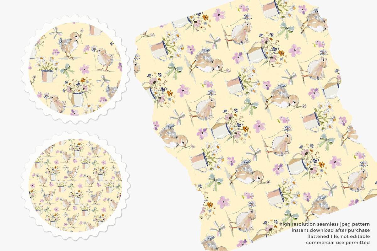 baby chick floral seamless pattern, a Pattern Graphic by Pink Studio Art (Photo 3 of 4)
