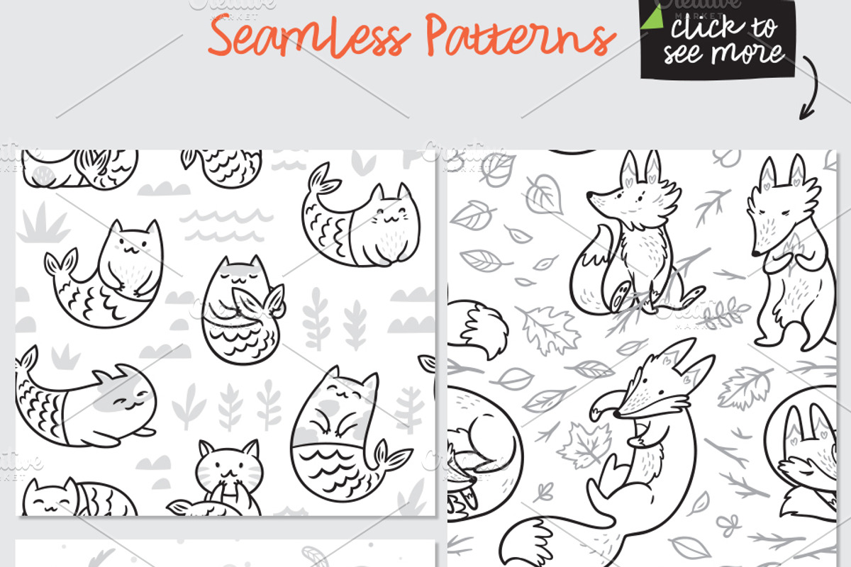 41 Seamless Coloring Patterns, a Pattern Graphic by PenguinHouse (Photo 2 of 12)