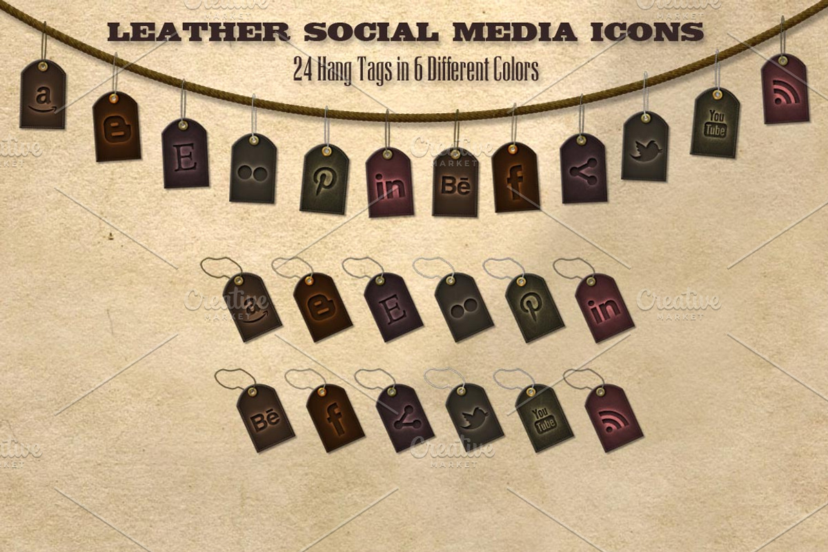 102 Dark Leather Social Media Icons, an Outline Icon by Dream in Color Studio (Photo 3 of 3)