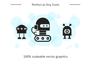 Robot Character Glyph Icons Set