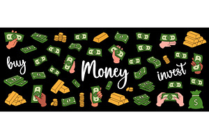 Green dollar bills. Flying cash, a Finance Illustration by GraphiShop