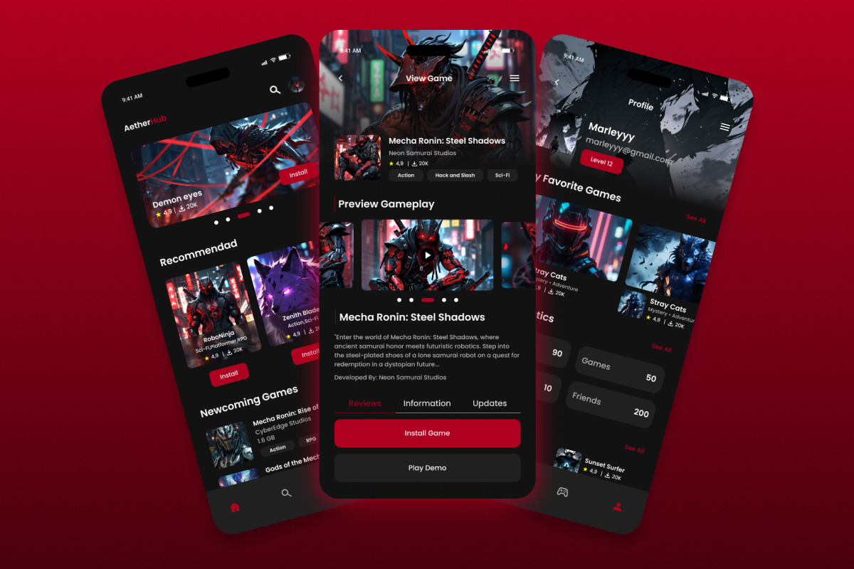 AetherHub - Game Store Mobile App, an App Template by trabaskriya (Photo 2 of 5)