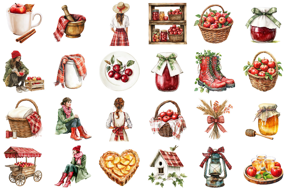 Autumn Apple Clipart Bundle, a Seasonal Illustration by designcity5 (Photo 2 of 5)