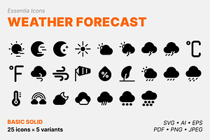 Weather forecast icons (Solid), a Solid Icon by Totto House