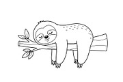Cute Sloth Line Art Bundle, an Illustration by musafir_fashion (Thumbnail 17 of 51)