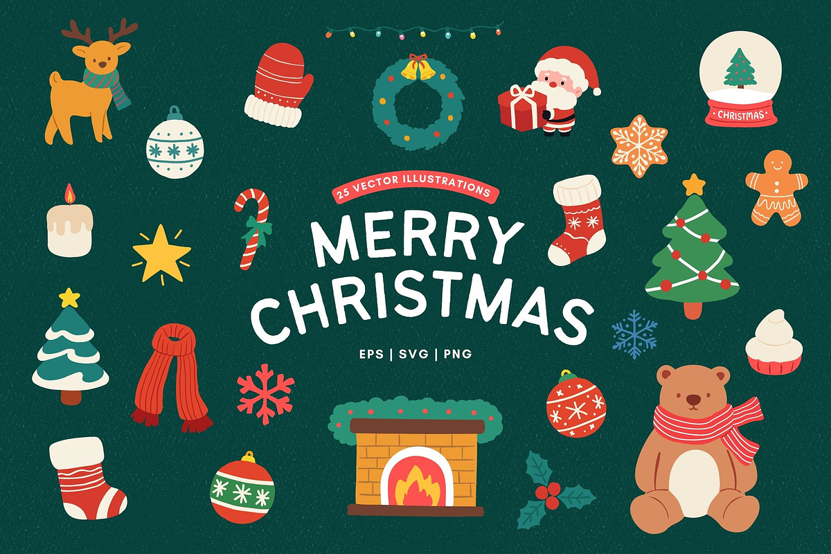 Christmas Hand drawn Illustrations, a Decorative Illustration by Victoruler (Photo 1 of 2)