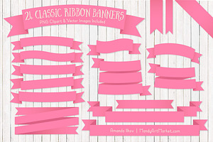 Pink Ribbon Banner Clipart, an Illustration by Amanda Ilkov