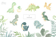 DINOSAUR watercolor clipart., an Animal Illustration by OlliArtDesign (Thumbnail 2 of 12)