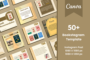 Bookstagram CANVA Instagram Template, a Social Media Template by Supriya Artwork