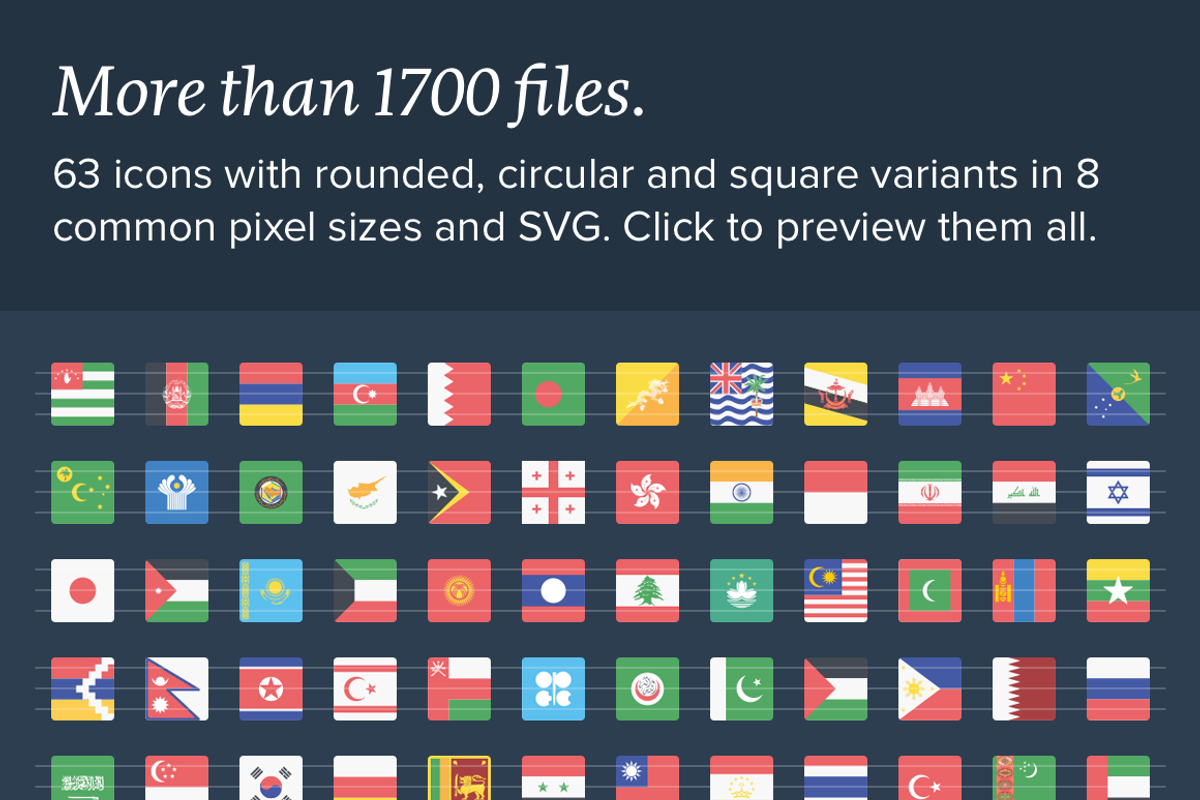 The Flags of Asia Icon Set preview 2