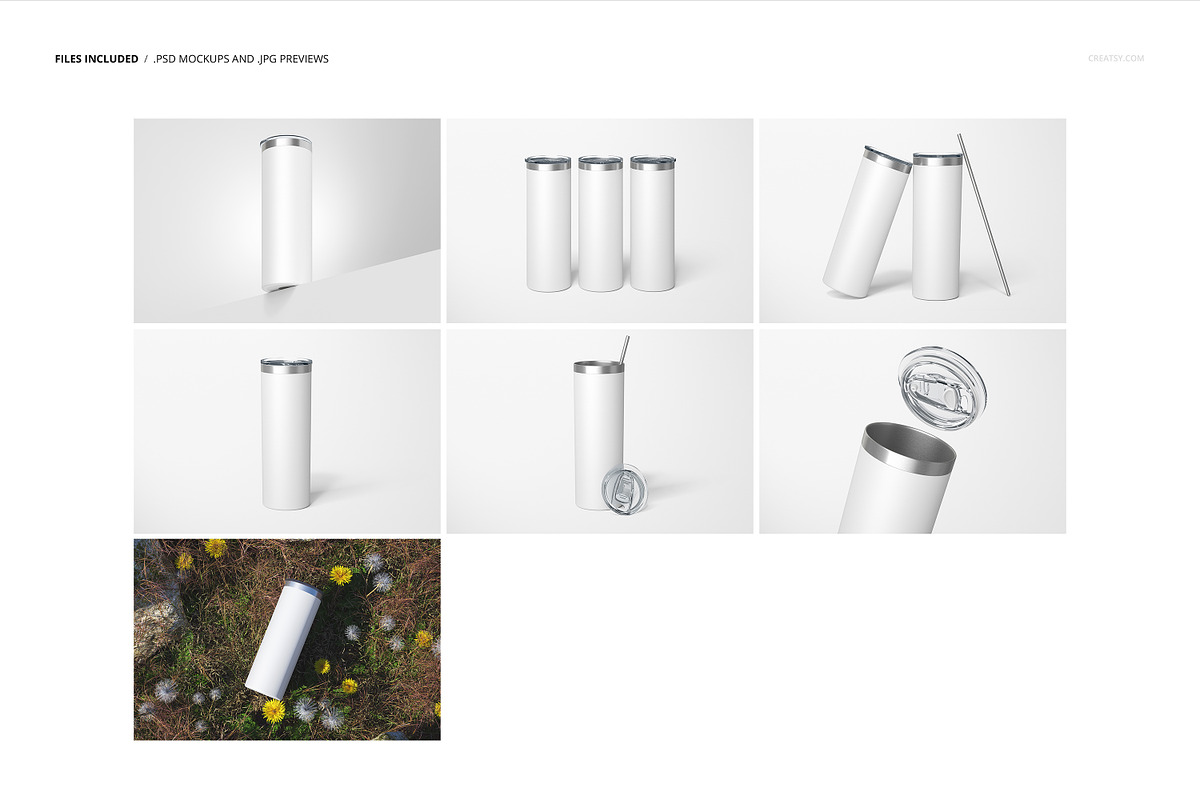 20oz Skinny Tumbler Mockup Set, a Cups & Container Mockup by creatsy5 (Photo 2 of 11)