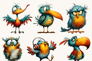 Whimsical Funny Birds Clipart, an Animal Illustration by Design Scotch (Thumbnail 3 of 9)