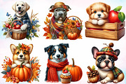 Watercolor Autumn Dog Clipart Bundle, a Seasonal Illustration by Canvas Craft (Thumbnail 2 of 8)