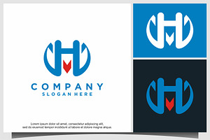 letter H n M logo design