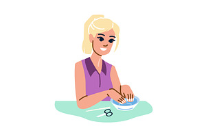 Beautician soaking customer's hands, an Object Illustration by pikepicture